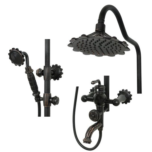 Antiker Messing-Duschhahn BLUME Schwarz - Palo24