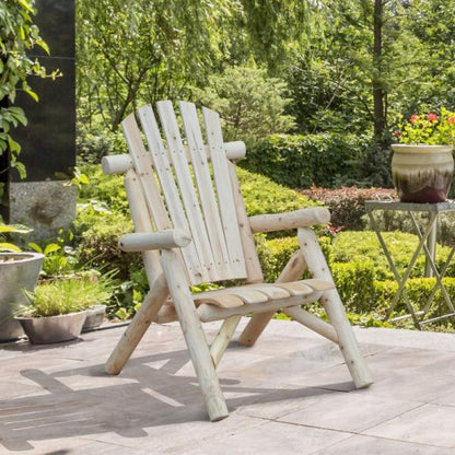 Adirondack Gartenstuhl Gartensessel Holzstuhl Hochlehner mit Armlehne Tannenholz Natur - Palo24