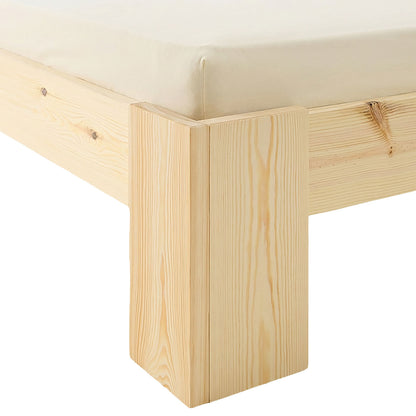 Holzbett mit Matratze 140x200 cm Natur