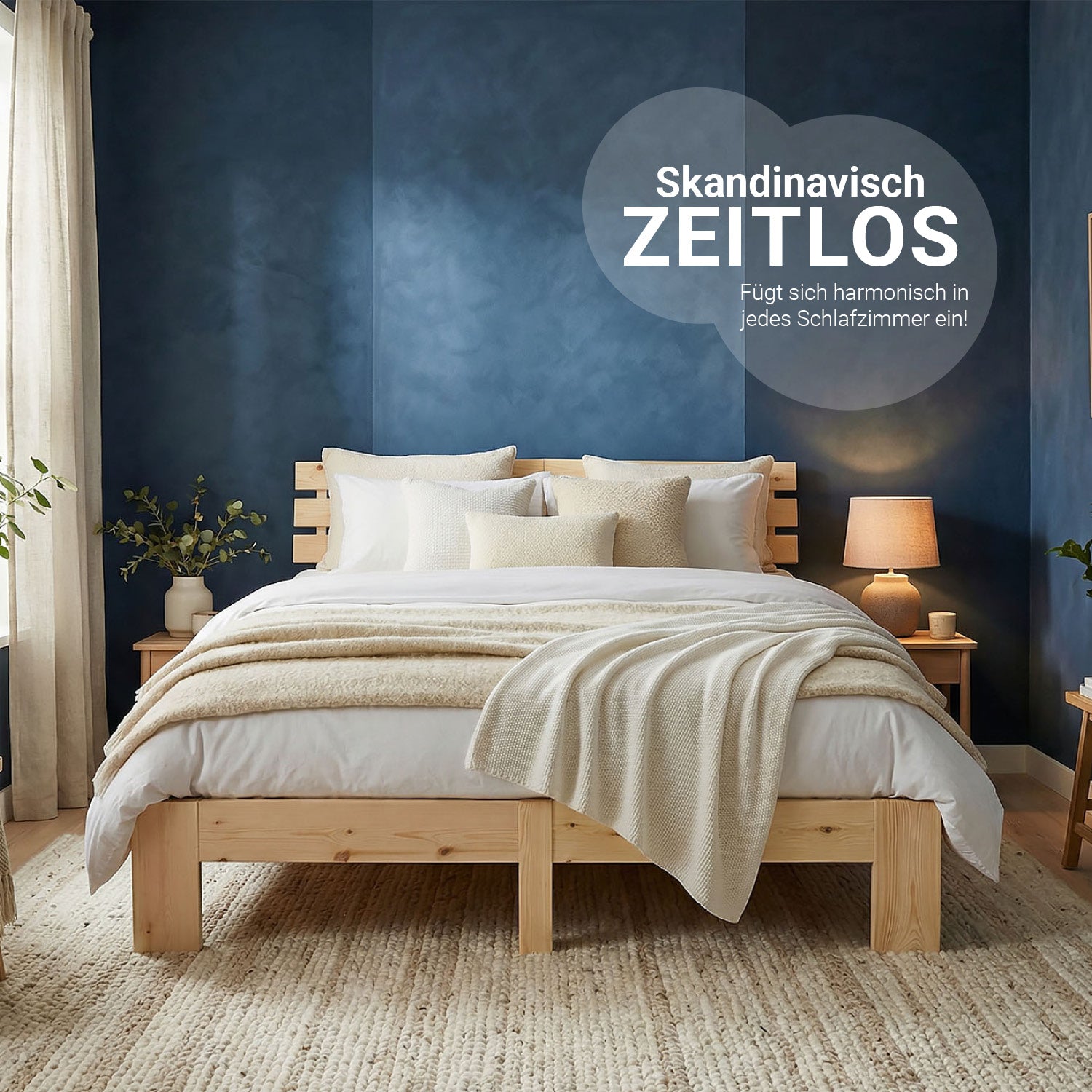 Holzbett mit Matratze 140x200 cm Natur