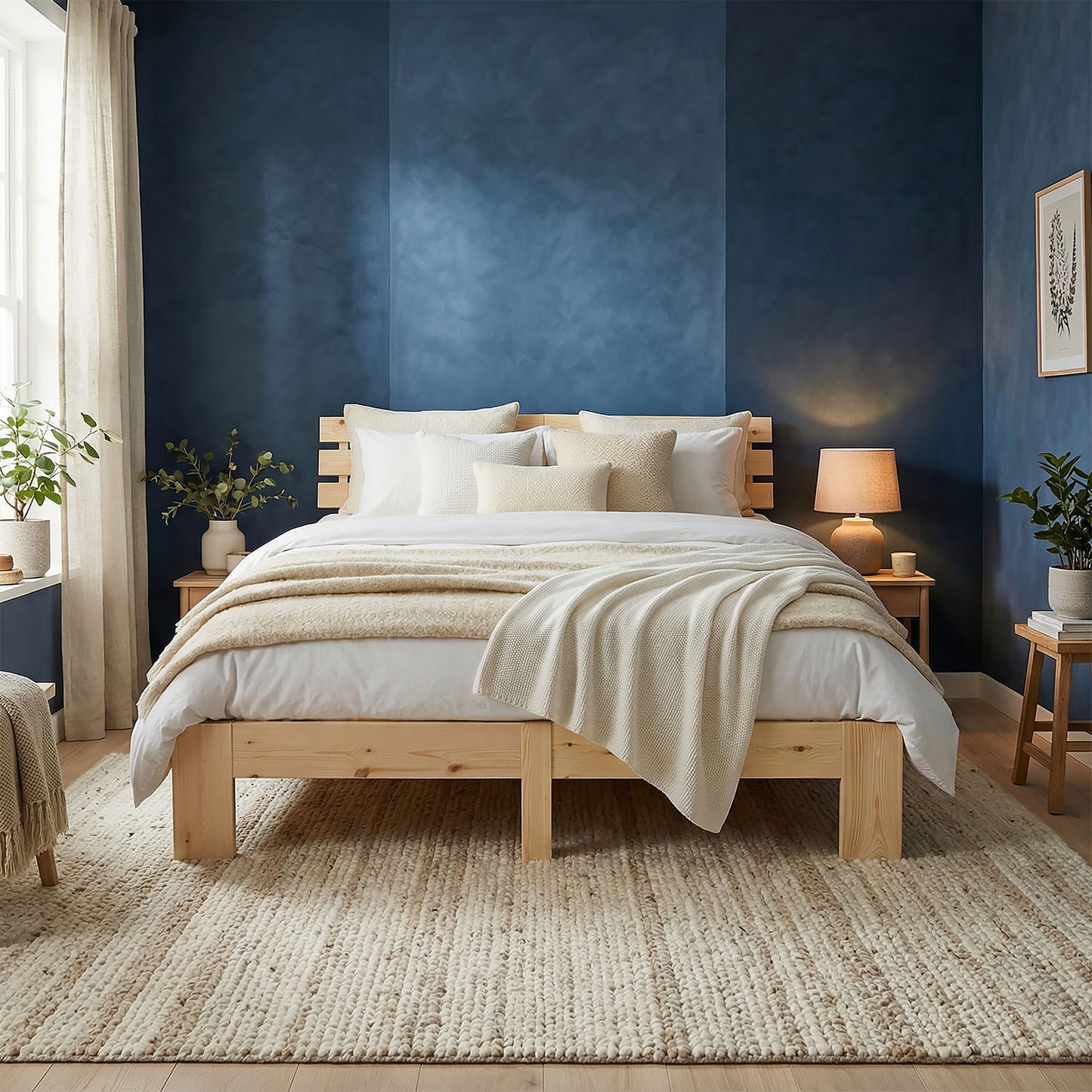 Holzbett mit Matratze 140x200 cm Natur