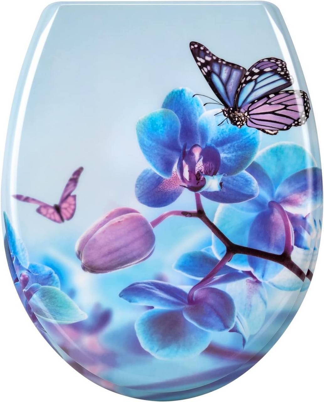 Duroplast Toilettensitz mit Absenkautomatik Blau Phalaenopsid - Palo24