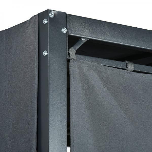 Outdoor-Schaukelbett aus PE-Rattan mit Baldachin, inkl. Kissen, wetterbeständig, Grau - Palo24