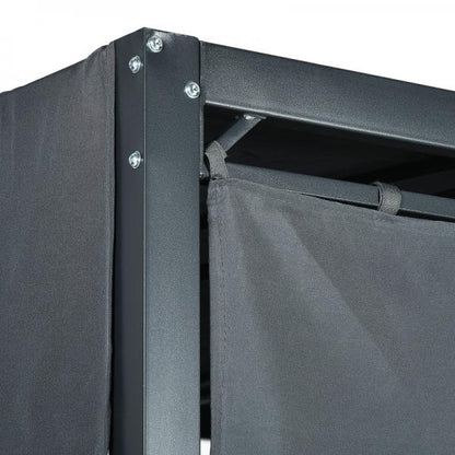 Outdoor-Schaukelbett aus PE-Rattan mit Baldachin, inkl. Kissen, wetterbeständig, Grau - Palo24