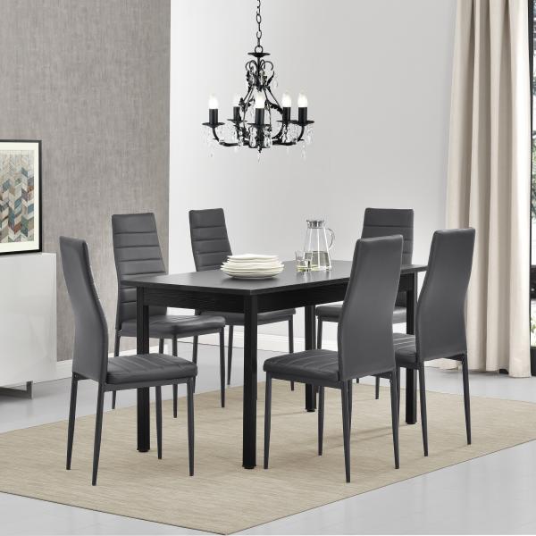 Essgruppe Bjerkvik (Set, 7-tlg) 140x60 cm Grau