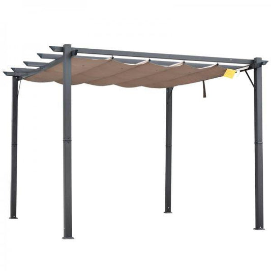 Pergola Pavillon Terrassenüberdachung mit Schiebedach Garten Alu Kohlegrau+Kaffeebraun 3x3x2,23 m - Palo24