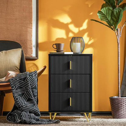 Nachttisch mit 3 Schubladen | Sofatisch | Beistelltisch | Schwarz - Palo24