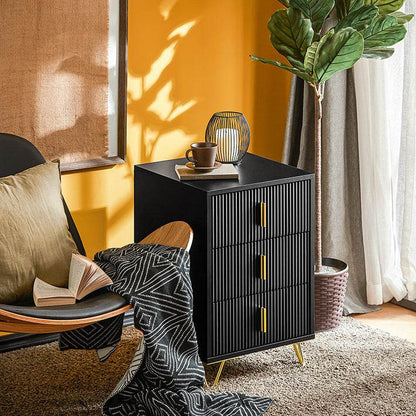 Nachttisch mit 3 Schubladen | Sofatisch | Beistelltisch | Schwarz - Palo24