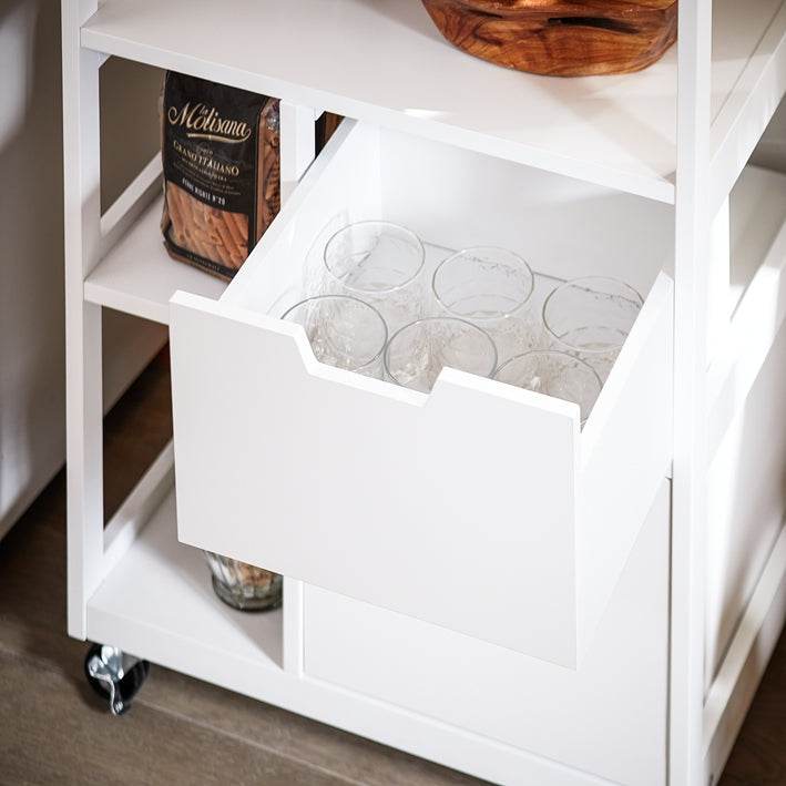 Küchenwagen mit 2 Schubladen | Servierwagen | Beistellwagen | Weissnatur - Palo24