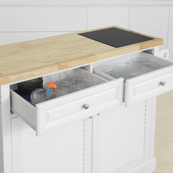 Kücheninsel | Küchenwagen mit Marmorplatte | Küchenschrank Weiss