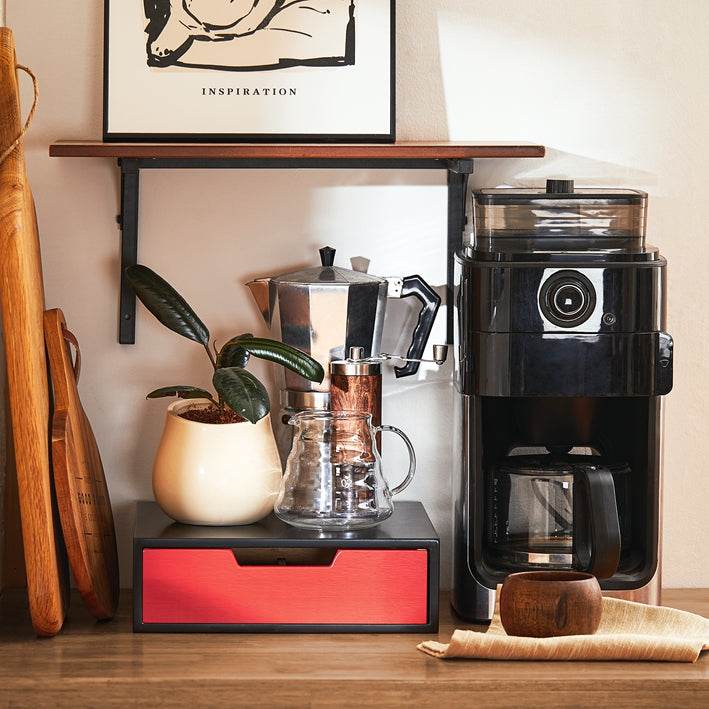 Kaffeekapsel Box | Kapselspender | Monitorständer | Monitorerhöhung mit Schublade - Palo24