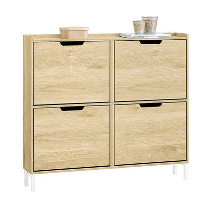 Schuhkipper | Schuhschrank mit 4 Klappen | schmal Schuhregal | Natur - Palo24