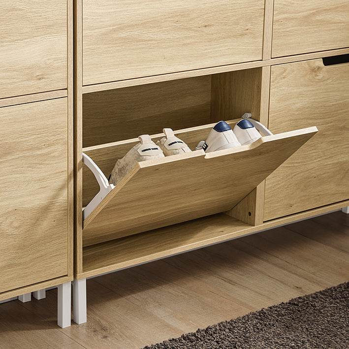 Schuhkipper | Schuhschrank mit 4 Klappen | schmal Schuhregal | Natur - Palo24