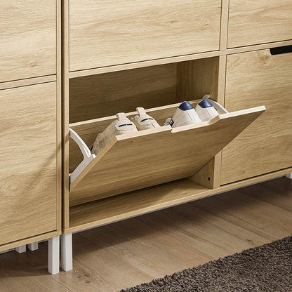 Schuhkipper | Schuhschrank mit 4 Klappen | schmal Schuhregal | Natur - Palo24