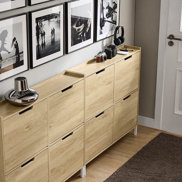 Schuhkipper | Schuhschrank mit 4 Klappen | schmal Schuhregal | Natur - Palo24