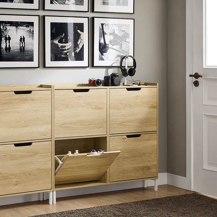 Schuhkipper | Schuhschrank mit 4 Klappen | schmal Schuhregal | Natur - Palo24