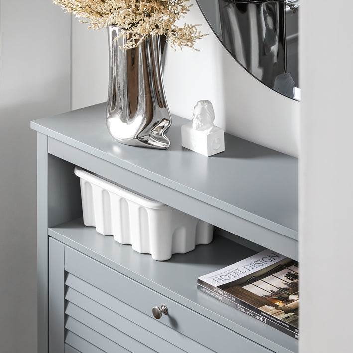 Schuhkipper | Schuhschrank mit 2 Klappen | Schuhkommode | Hellgrau - Palo24