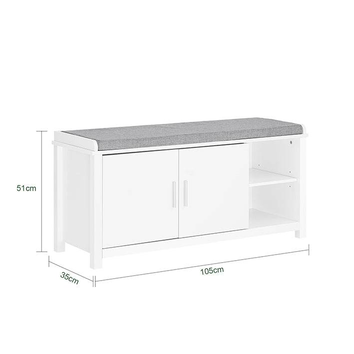 Schuhbank mit Sitzfläche | Dielenbank | Sitzbank | Schuhschrank | Weiss - Palo24