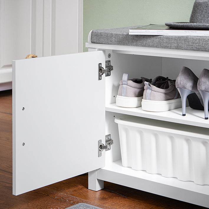 Schuhbank mit Sitzfläche | Dielenbank | Sitzbank | Schuhschrank | Weiss - Palo24