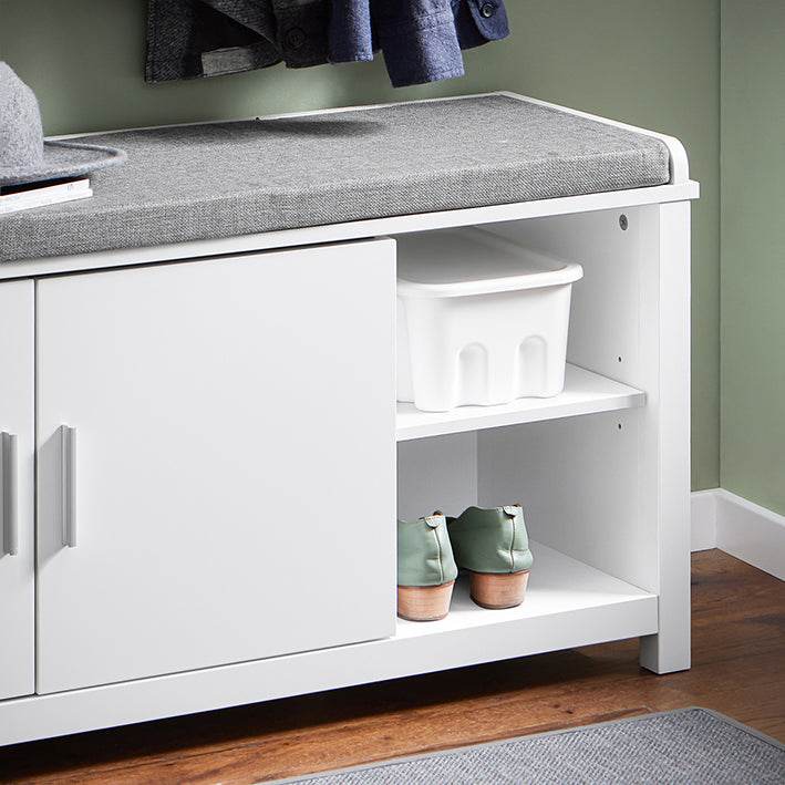 Schuhbank mit Sitzfläche | Dielenbank | Sitzbank | Schuhschrank | Weiss - Palo24