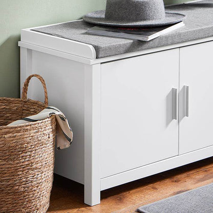 Schuhbank mit Sitzfläche | Dielenbank | Sitzbank | Schuhschrank | Weiss - Palo24