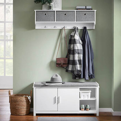 Schuhbank mit Sitzfläche | Dielenbank | Sitzbank | Schuhschrank | Weiss - Palo24