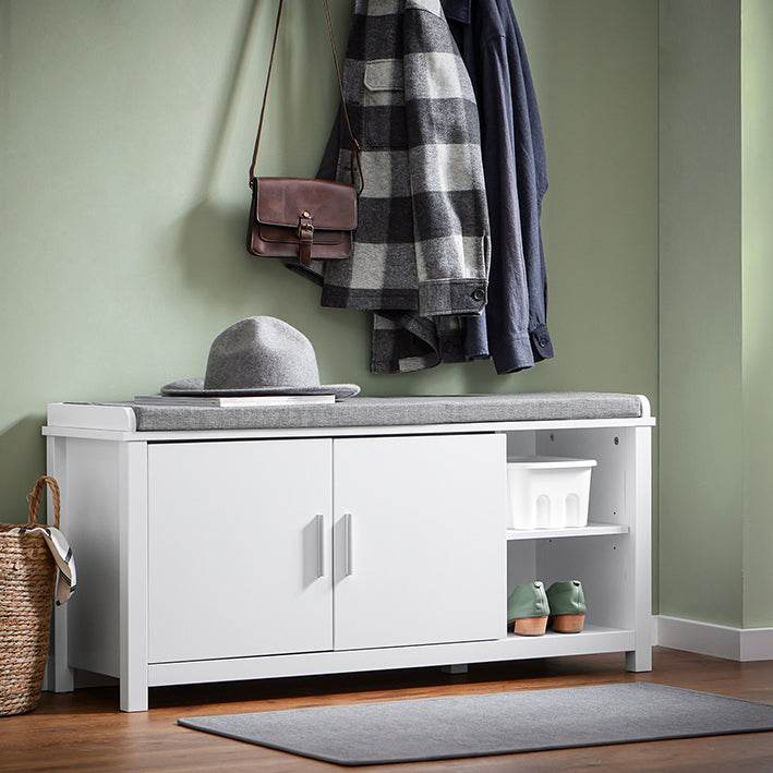 Schuhbank mit Sitzfläche | Dielenbank | Sitzbank | Schuhschrank | Weiss - Palo24