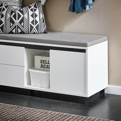 Schuhbank mit 2 Schubladen | Sitzbank | schuhschrank | Dielenbank | Weiss - Palo24