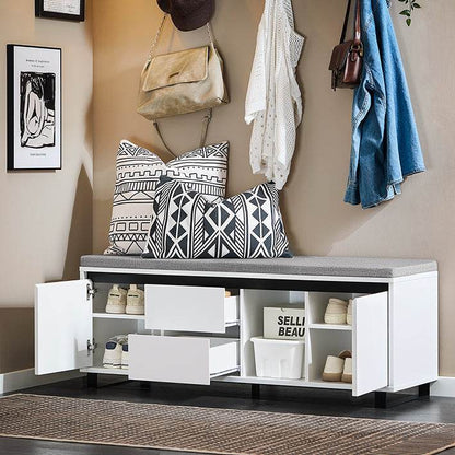 Schuhbank mit 2 Schubladen | Sitzbank | schuhschrank | Dielenbank | Weiss - Palo24