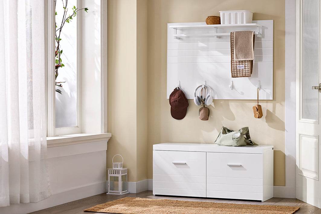 Schuhbank | Garderobenbank | Sitzbank mit Stauraum | Dielenbank | Weiss - Palo24