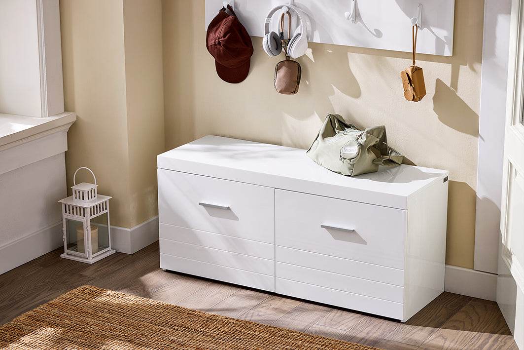 Schuhbank | Garderobenbank | Sitzbank mit Stauraum | Dielenbank | Weiss - Palo24