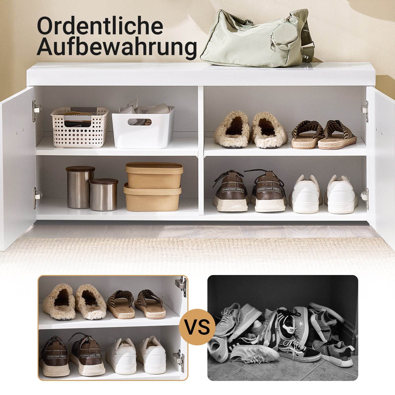 Schuhbank | Garderobenbank | Sitzbank mit Stauraum | Dielenbank | Weiss - Palo24