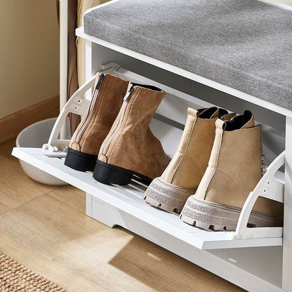 Schuhkipper | Schuhschrank mit Klappe | Sitzbank | Sitzkommode Weiss - Palo24