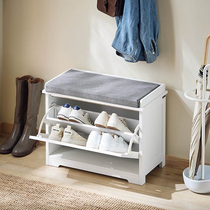 Schuhkipper | Schuhschrank mit Klappe | Sitzbank | Sitzkommode Weiss - Palo24