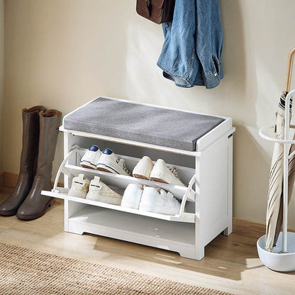 Schuhkipper | Schuhschrank mit Klappe | Sitzbank | Sitzkommode Weiss - Palo24