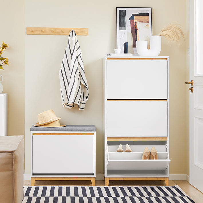 Schuhkommode Weiß 3 Klappen