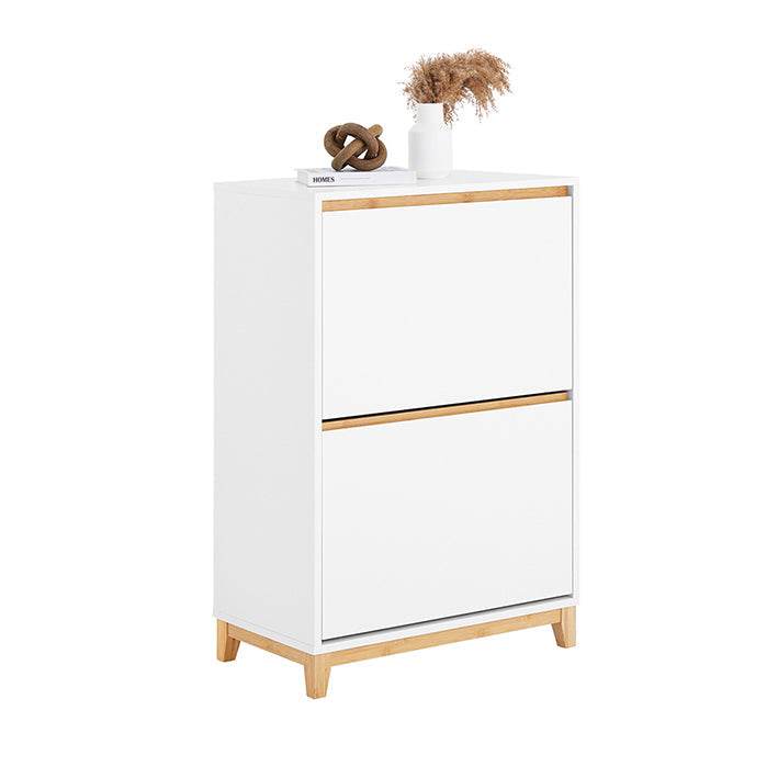 Schuhkipper | Schuhschrank mit 2 Klappen | Schuhkommode Weiss - Palo24