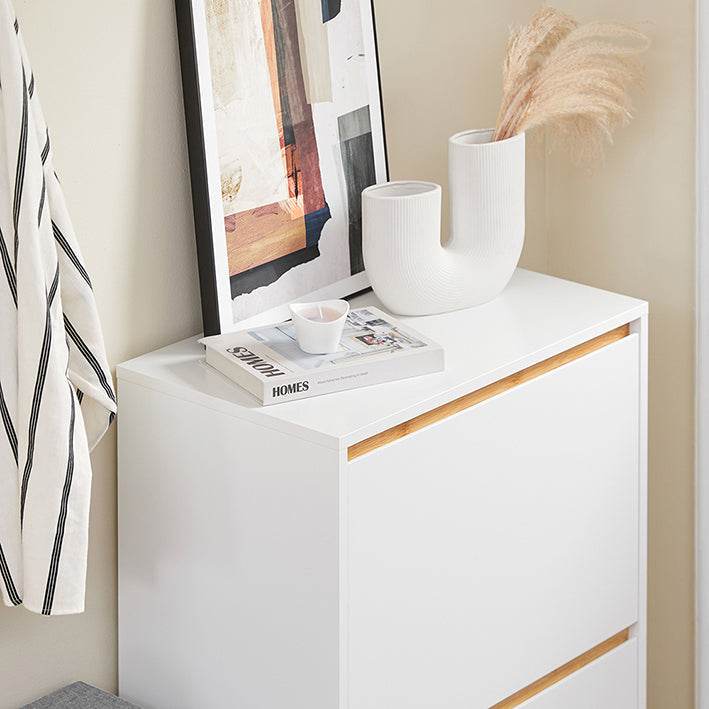 Schuhkipper | Schuhschrank mit 2 Klappen | Schuhkommode Weiss - Palo24