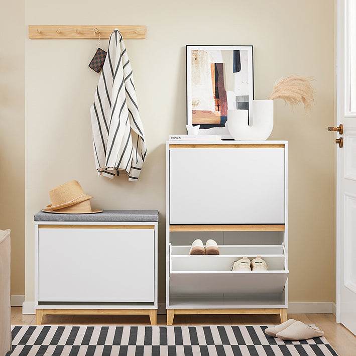 Schuhkipper | Schuhschrank mit 2 Klappen | Schuhkommode Weiss - Palo24