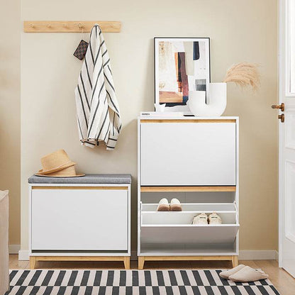 Schuhkipper | Schuhschrank mit 2 Klappen | Schuhkommode Weiss - Palo24