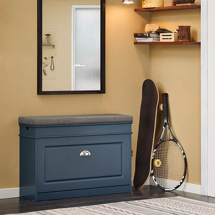 Schuhkipper | Schuhschrank mit Klappe | Sitzbank | Schuhkommode | Schuhbank Blau - Palo24