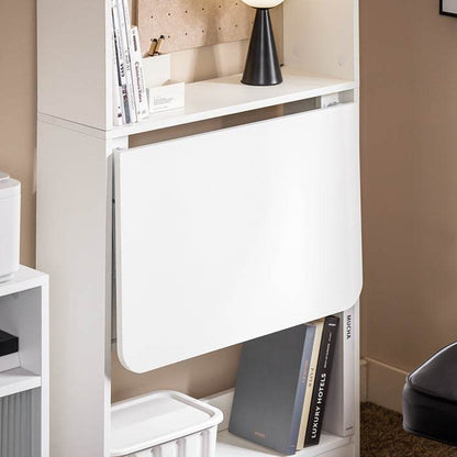 Klapptisch mit 5 Ablagen | Schreibtisch klappbar | Computertisch | Arbeitstisch | Weiss - Palo24