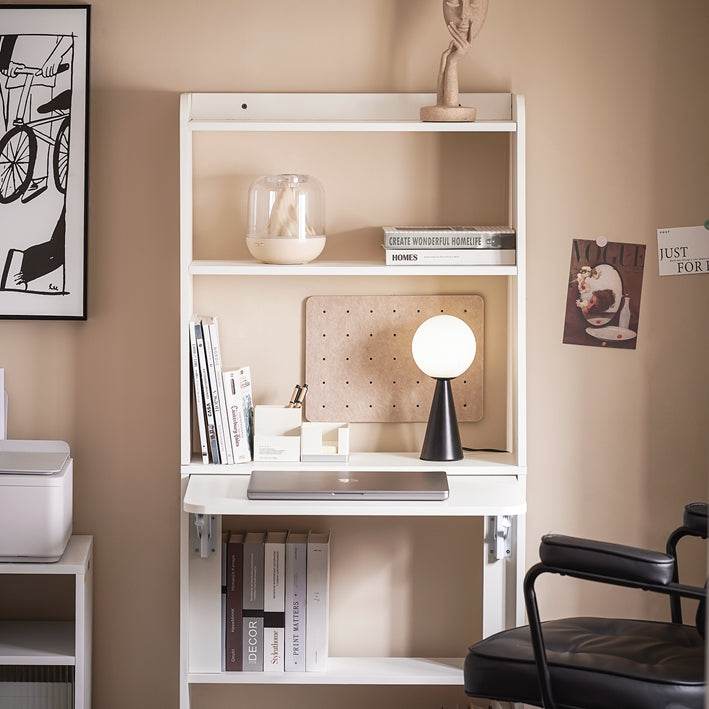 Klapptisch mit 5 Ablagen | Schreibtisch klappbar | Computertisch | Arbeitstisch | Weiss - Palo24