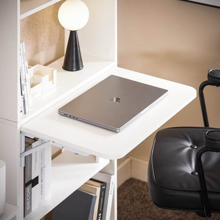 Klapptisch mit 5 Ablagen | Schreibtisch klappbar | Computertisch | Arbeitstisch | Weiss - Palo24