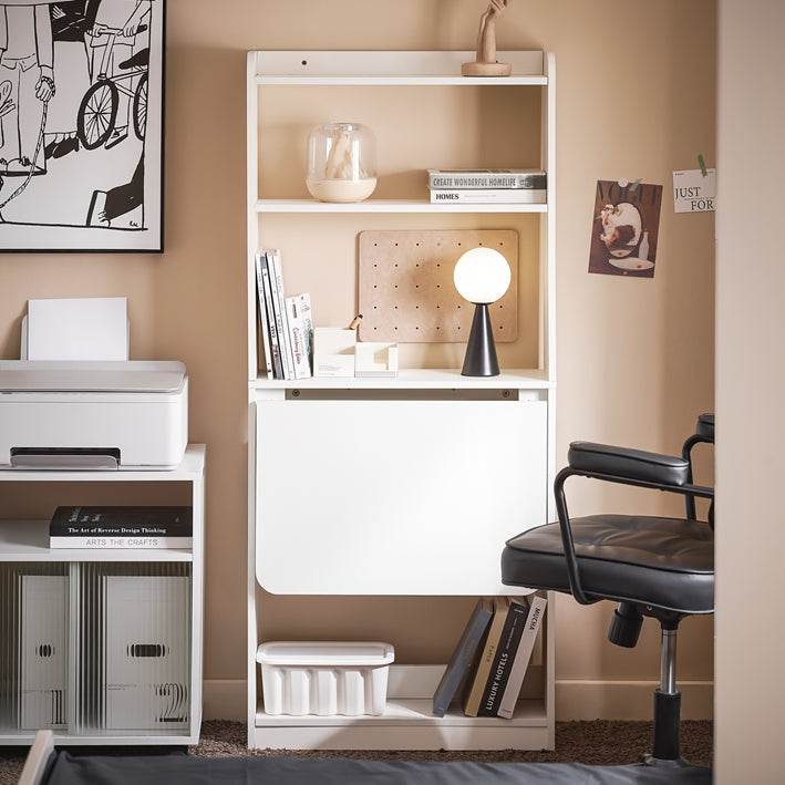 Klapptisch mit 5 Ablagen | Schreibtisch klappbar | Computertisch | Arbeitstisch | Weiss - Palo24