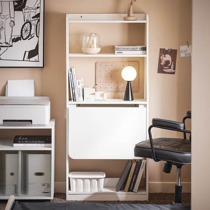 Klapptisch mit 5 Ablagen | Schreibtisch klappbar | Computertisch | Arbeitstisch | Weiss - Palo24