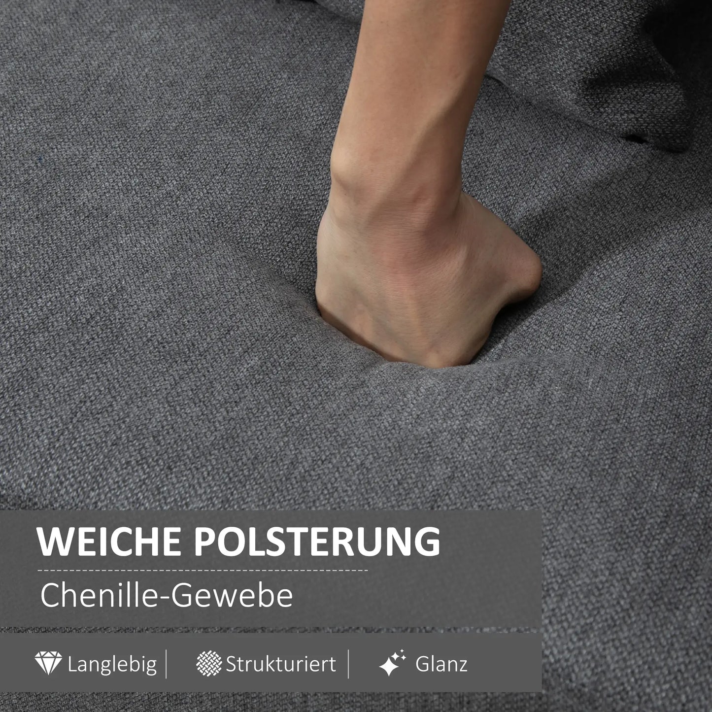 Doppelsofa Polsterung mit Kissen Stoff einstellbare Höhe der Fussrasten