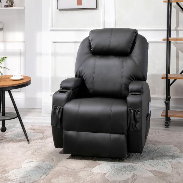 Fauteuil de massage électrique fonction massage fonction inclinable mousse noir