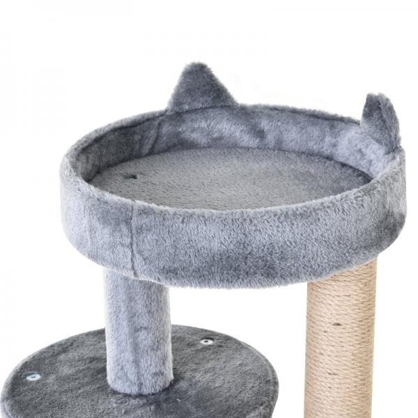 Katzenbaum 4-Stock Katzenhöhle mit Spielbällen Sitzstange Sisalsäule Sisal Plüsch Grau - Palo24