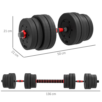 2 in 1 Hanteln Set 30 kg verstellbare Kurzhantel & Langhantel Dumbbell Krafttraining Schwarz